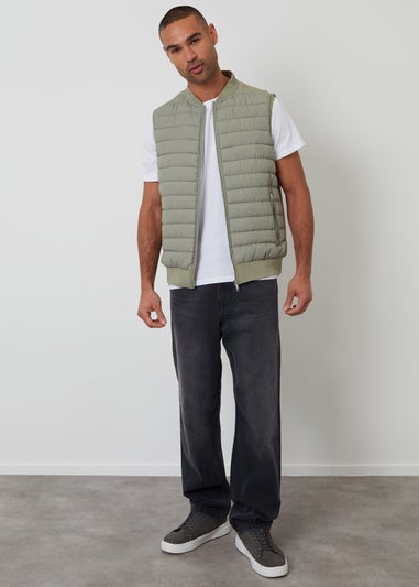 Threadbare Soft Green Quilted Hybrid Gilet