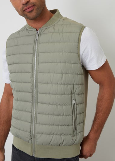 Threadbare Soft Green Quilted Hybrid Gilet