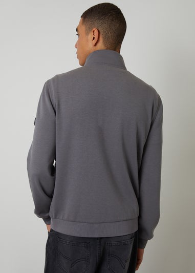 Threadbare Dark Grey Quilted Hybrid Funnel Neck Jacket