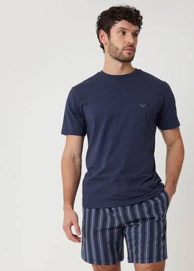 Threadbare Navy Stripe Short Pyjama Set