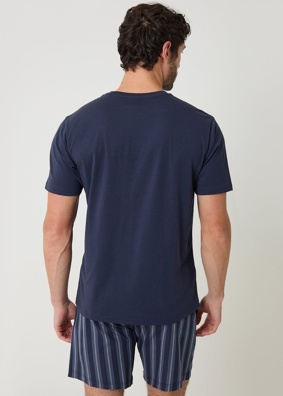 Threadbare Navy Stripe Short Pyjama Set