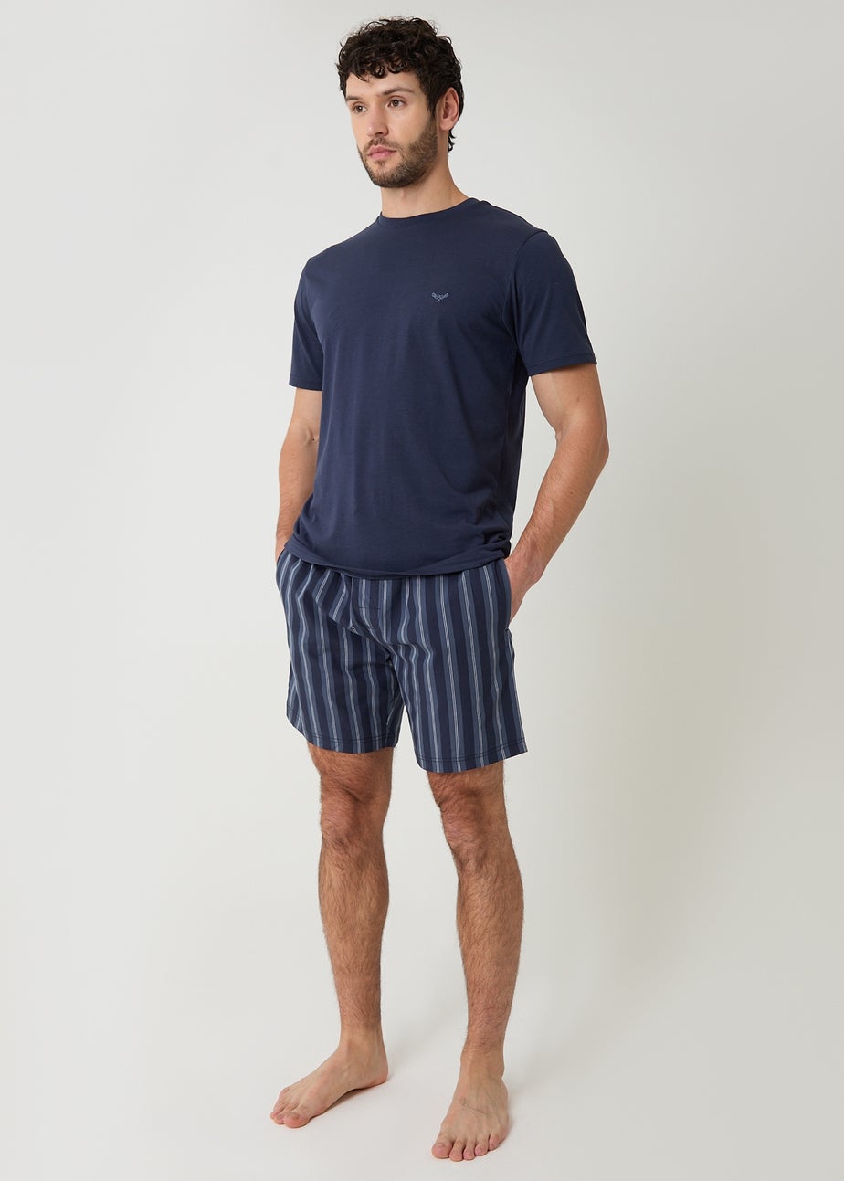Threadbare Navy Stripe Short Pyjama Set