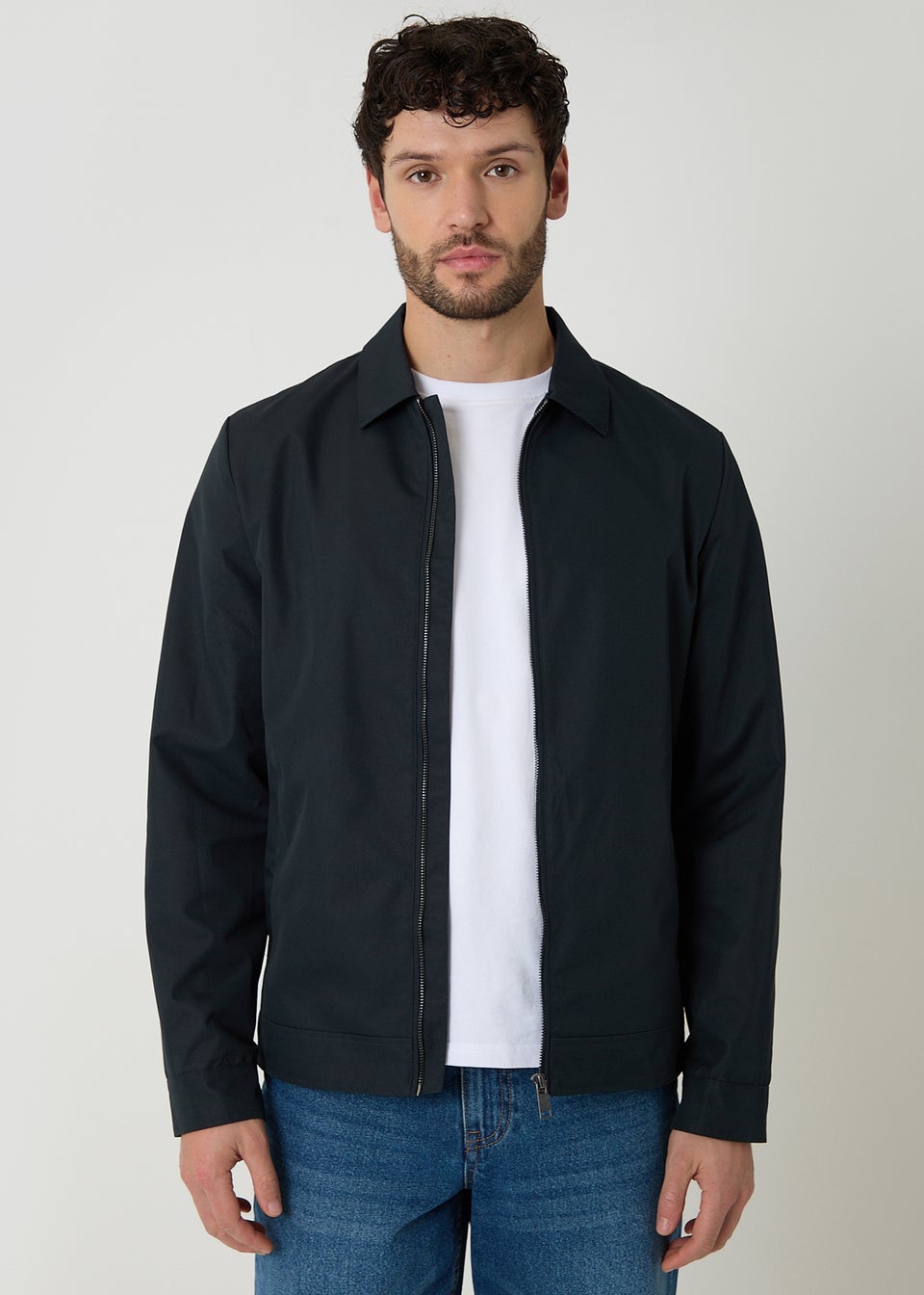 Threadbare Navy Showerproof Lightweight Zip Through Jacket