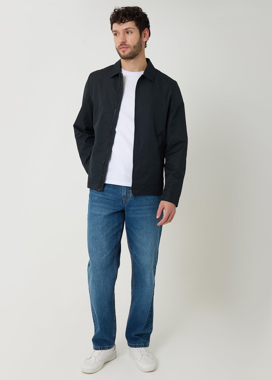 Threadbare Navy Showerproof Lightweight Zip Through Jacket