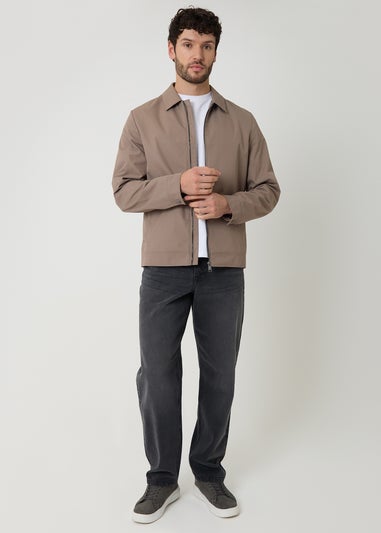 Threadbare Taupe Showerproof Lightweight Zip Through Jacket