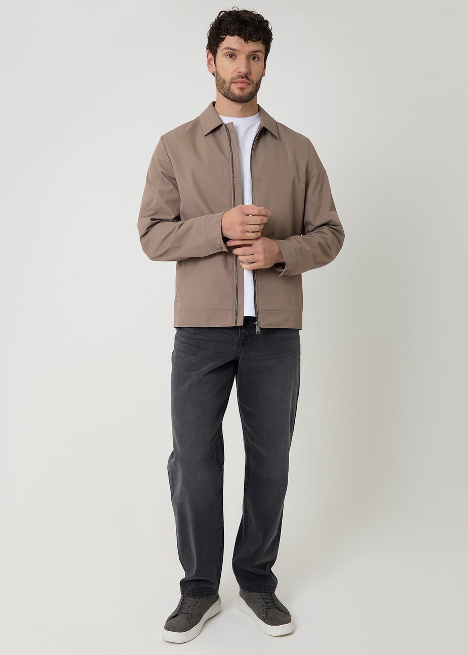 Threadbare Taupe Showerproof Lightweight Zip Through Jacket