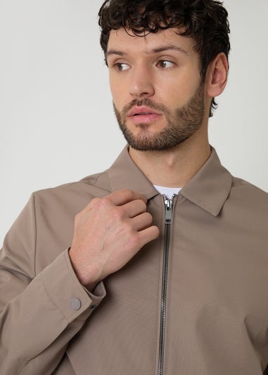 Threadbare Taupe Showerproof Lightweight Zip Through Jacket