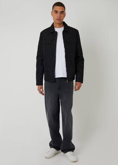 Threadbare Black Showerproof Lightweight Zip Up Jacket