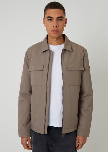 Threadbare Taupe Showerproof Lightweight Zip Up Jacket