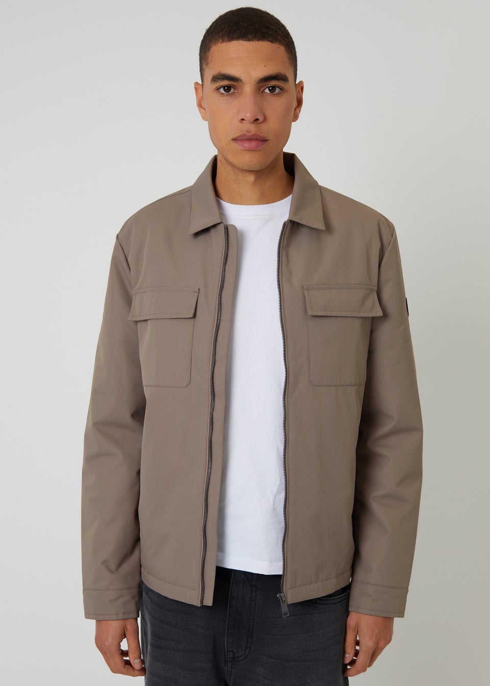 Threadbare Taupe Showerproof Lightweight Zip Up Jacket