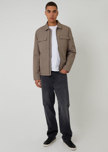 Threadbare Taupe Showerproof Lightweight Zip Up Jacket
