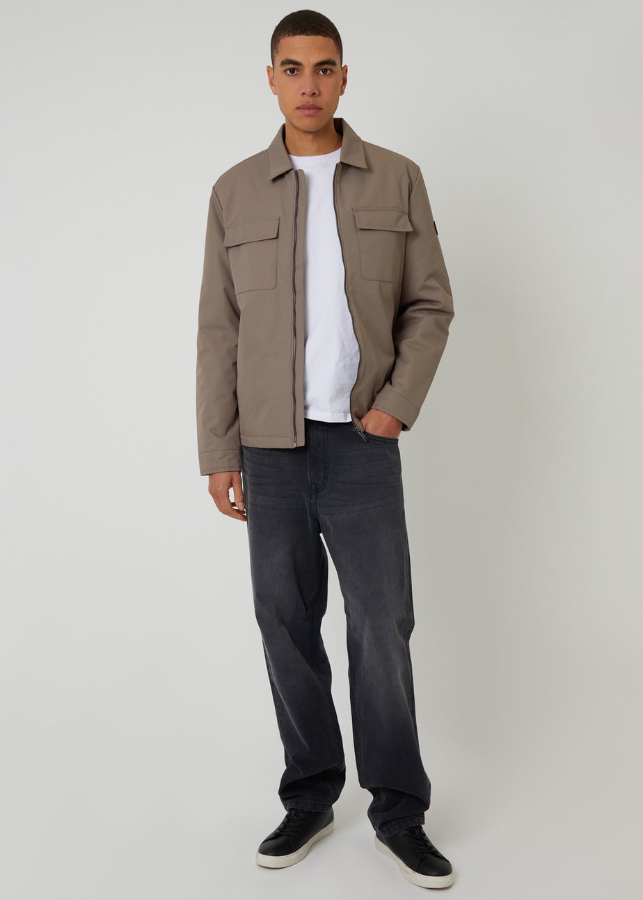 Threadbare Taupe Showerproof Lightweight Zip Up Jacket