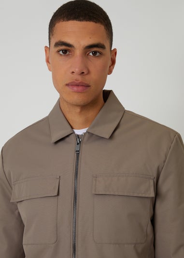 Threadbare Taupe Showerproof Lightweight Zip Up Jacket