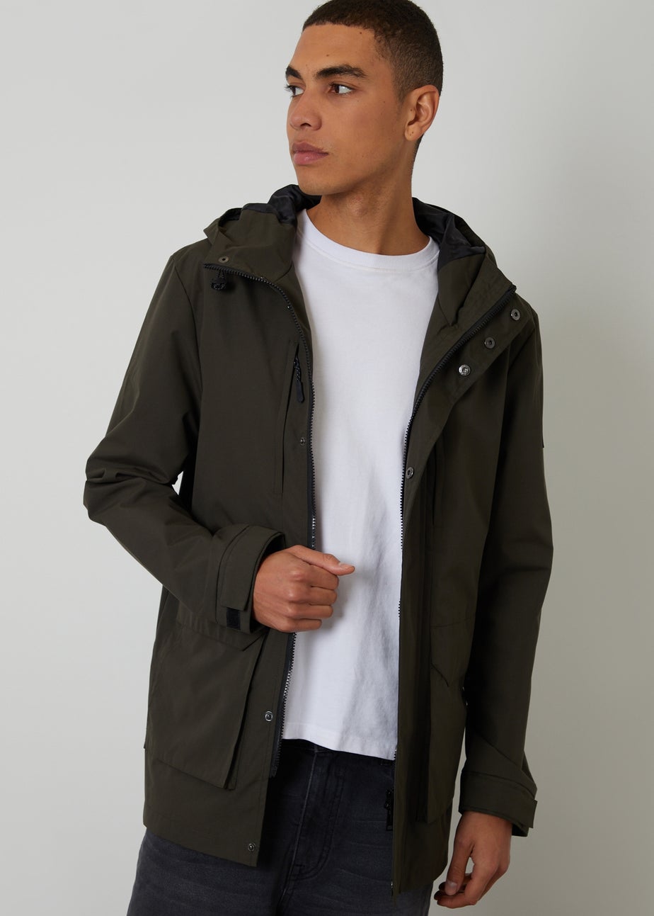 Threadbare Khaki Showerproof Hooded Coat