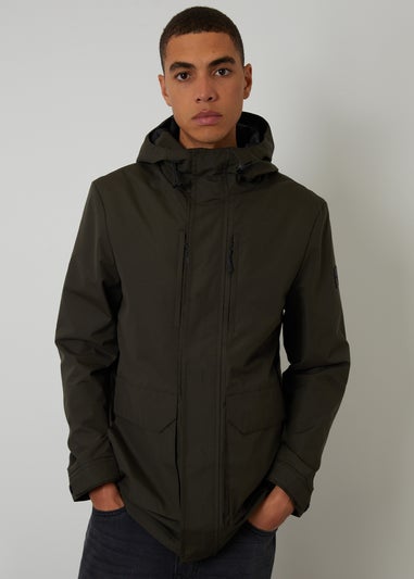 Threadbare Khaki Showerproof Hooded Coat