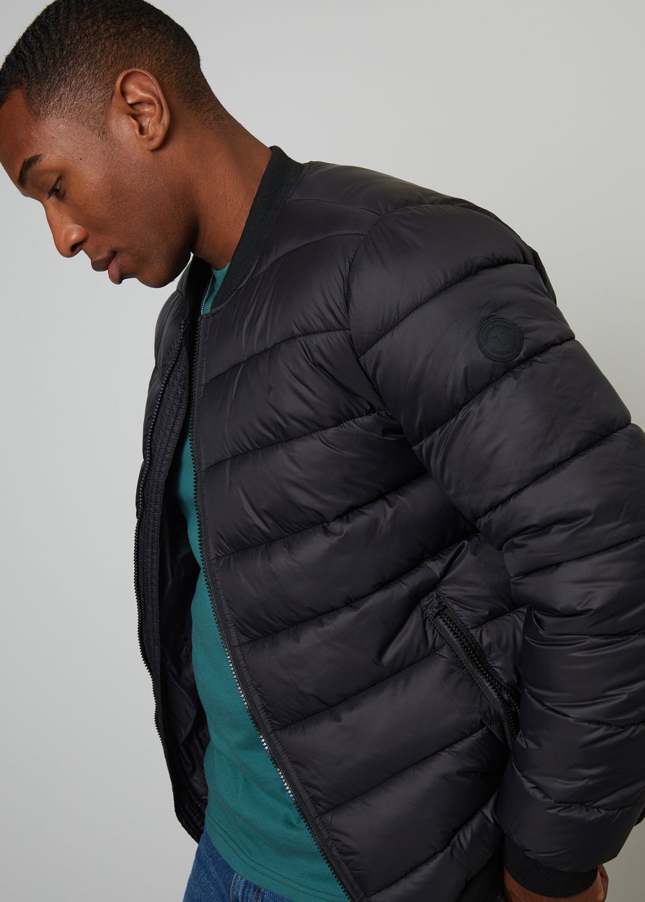 Threadbare Black Quilted Bomber Jacket