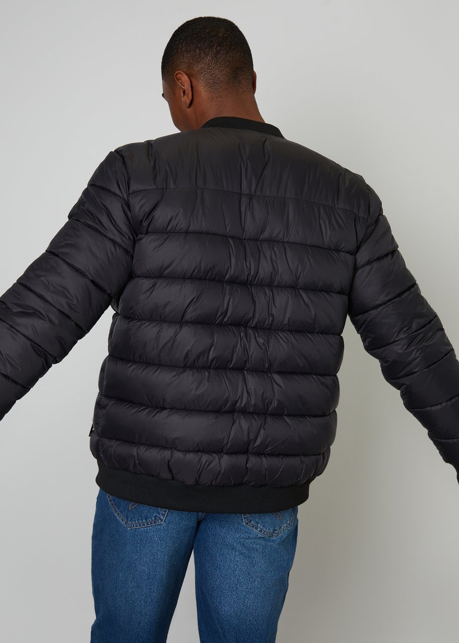 Threadbare Black Quilted Bomber Jacket