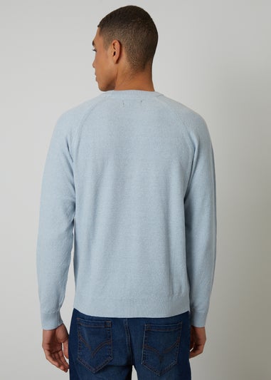 Threadbare Light Blue Raglan Knitted Crew Neck Jumper