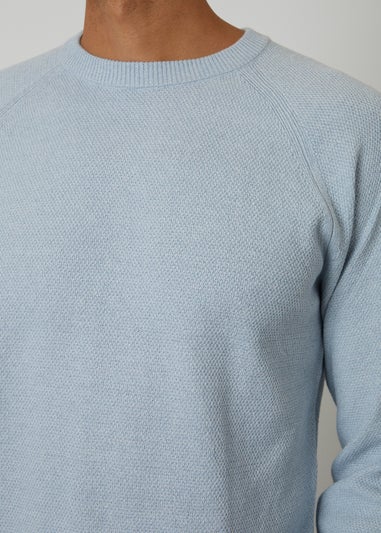 Threadbare Light Blue Raglan Knitted Crew Neck Jumper