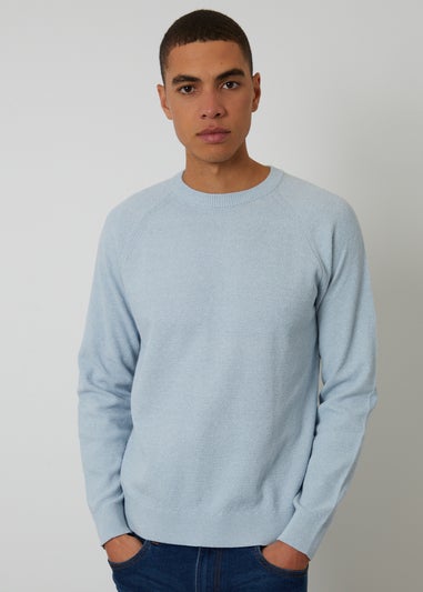 Threadbare Light Blue Raglan Knitted Crew Neck Jumper