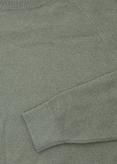 Threadbare Green Raglan Knitted Crew Neck Jumper