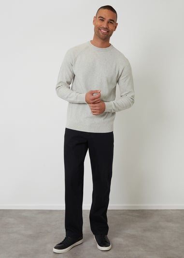 Threadbare Natural Raglan Knitted Crew Neck Jumper