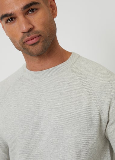 Threadbare Natural Raglan Knitted Crew Neck Jumper