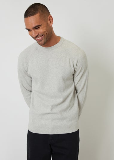 Threadbare Natural Raglan Knitted Crew Neck Jumper