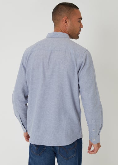 Threadbare Blue Linen Blend Long Sleeve Shirt