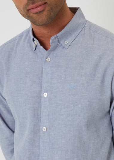 Threadbare Blue Linen Blend Long Sleeve Shirt