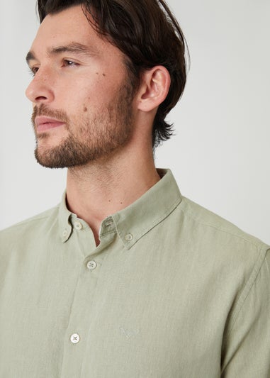 Threadbare Soft Green Linen Blend Long Sleeve Shirt