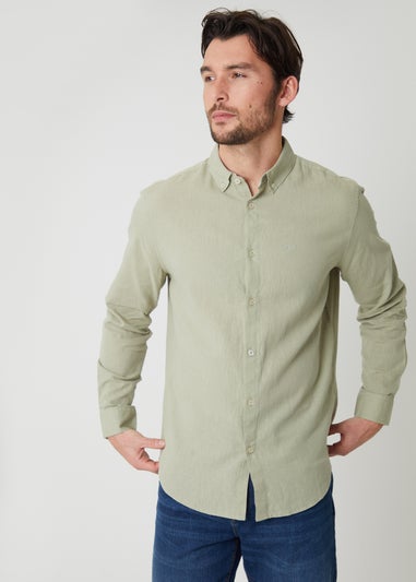 Threadbare Soft Green Linen Blend Long Sleeve Shirt