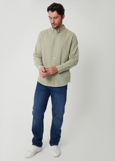 Threadbare Soft Green Linen Blend Long Sleeve Shirt