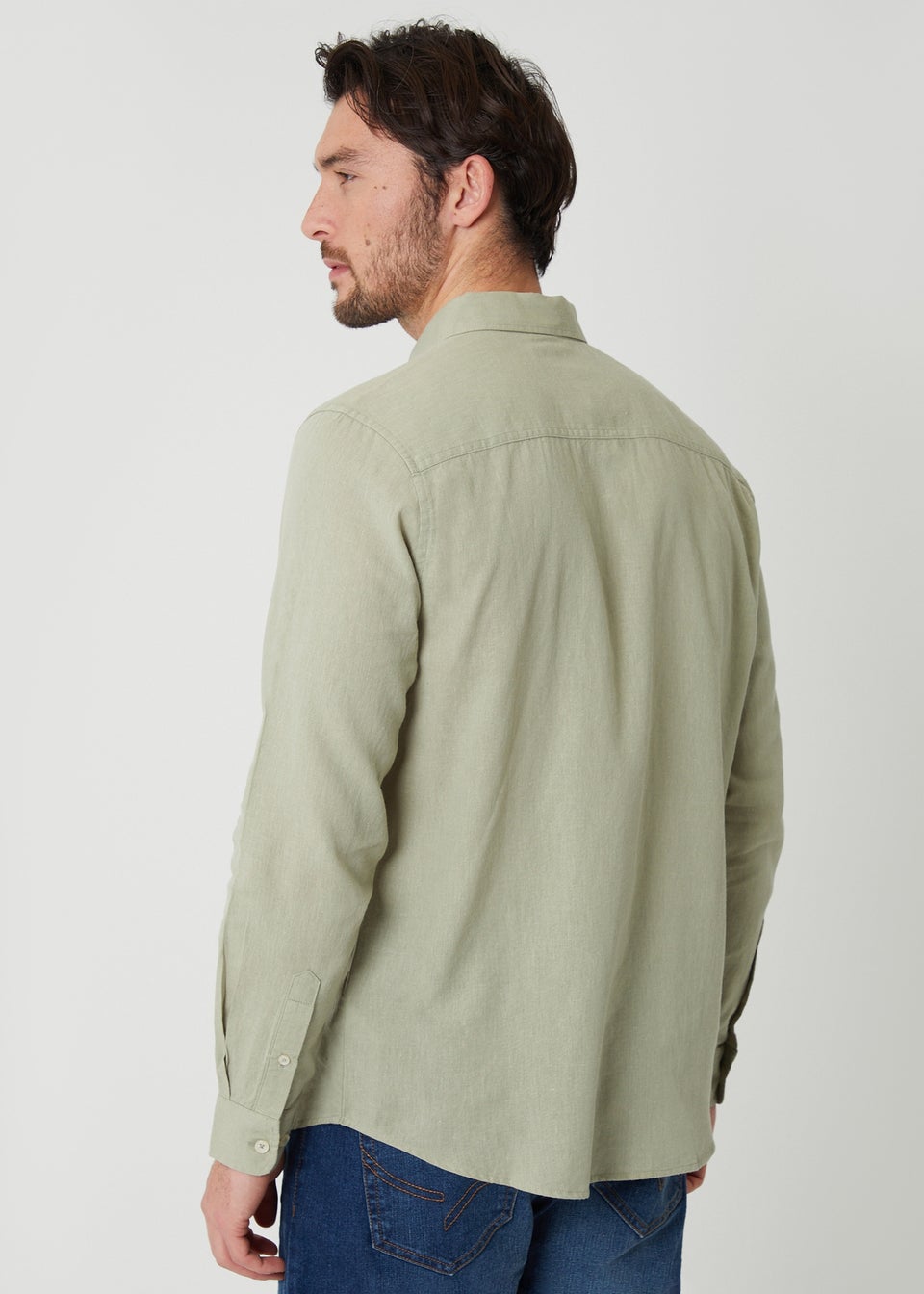 Threadbare Soft Green Linen Blend Long Sleeve Shirt