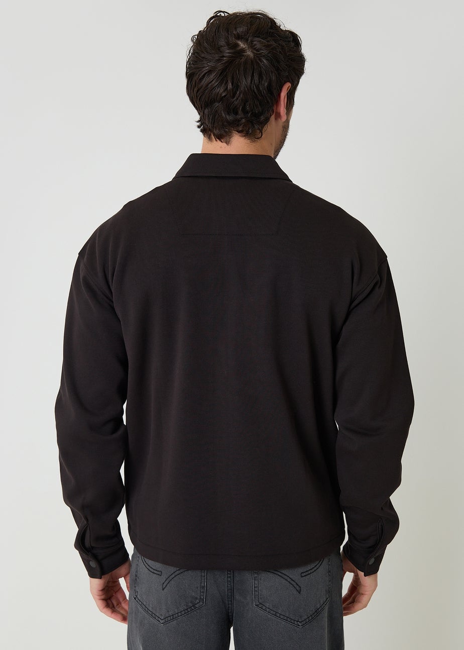 Threadbare Black Popper Fastening Cropped Fit Shacket