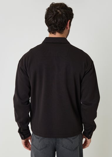 Threadbare Black Popper Fastening Cropped Fit Shacket