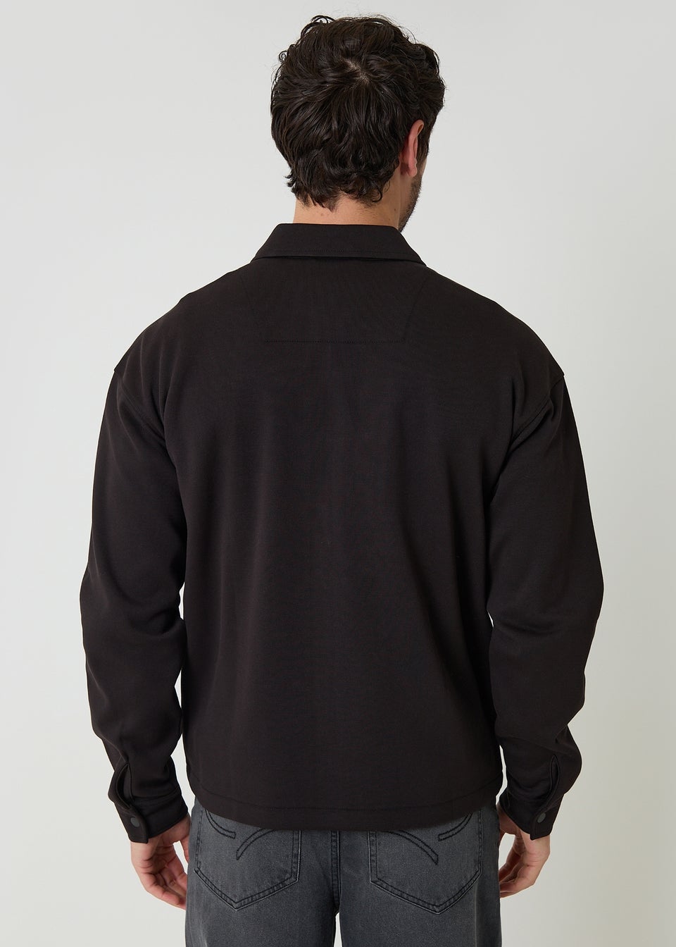 Threadbare Black Popper Fastening Cropped Fit Shacket