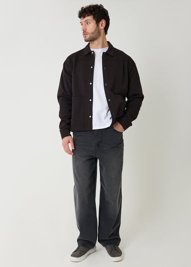 Threadbare Black Popper Fastening Cropped Fit Shacket