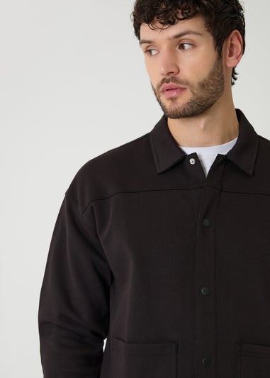 Threadbare Black Popper Fastening Cropped Fit Shacket