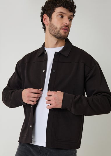 Threadbare Black Popper Fastening Cropped Fit Shacket