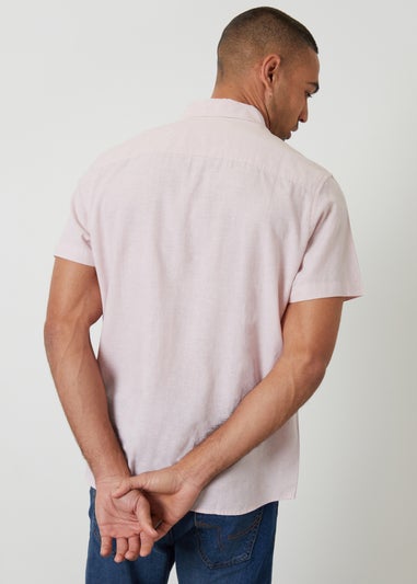 Threadbare Dusty Pink Short Sleeve Linen Blend Shirt