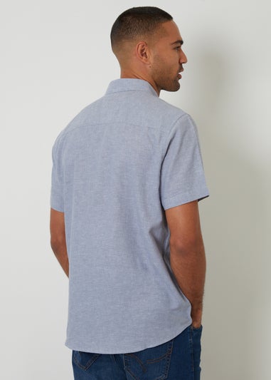 Threadbare Blue Short Sleeve Linen Blend Shirt