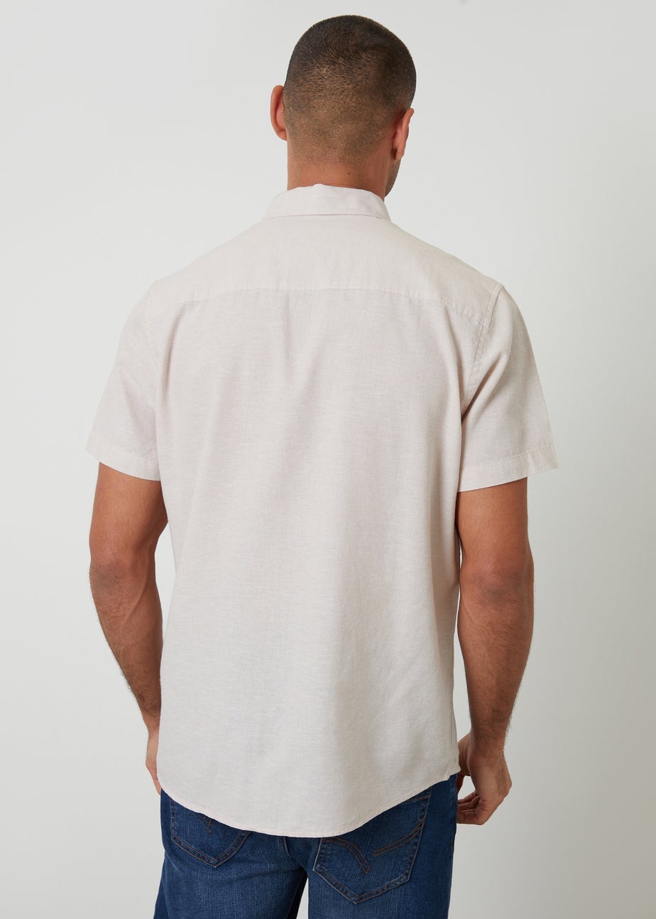Threadbare Stone Short Sleeve Linen Blend Shirt
