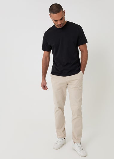 Threadbare Stone Cotton Elasticated Waist Chino Trousers