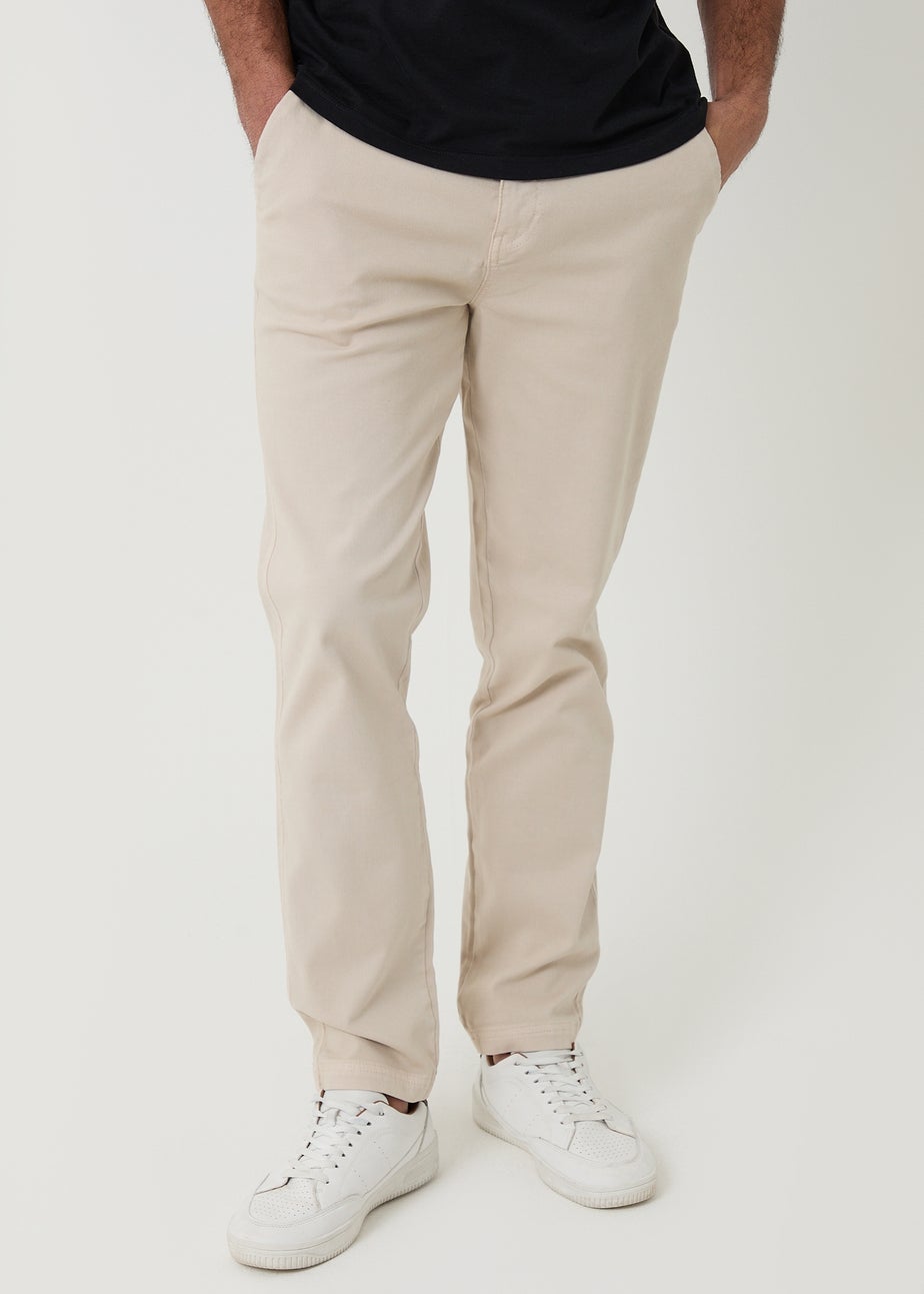 Threadbare Stone Cotton Elasticated Waist Chino Trousers
