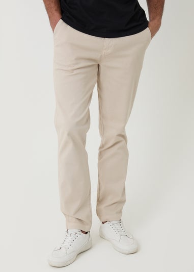 Threadbare Stone Cotton Elasticated Waist Chino Trousers