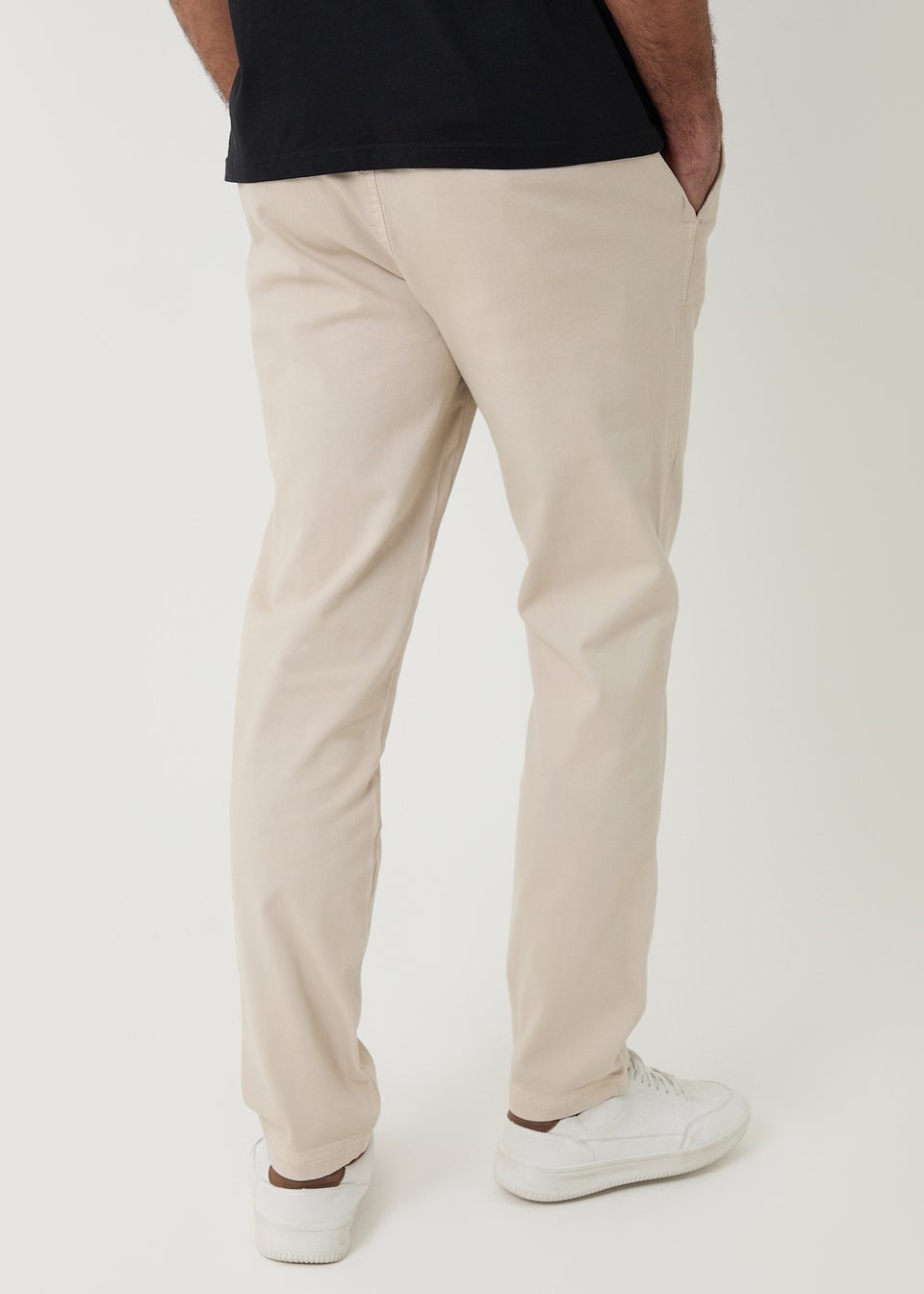 Threadbare Stone Cotton Elasticated Waist Chino Trousers