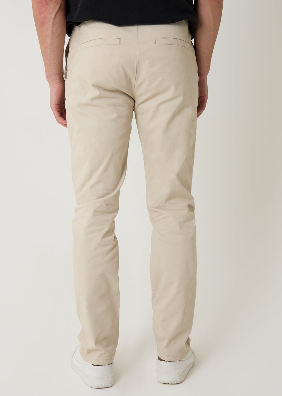 Threadbare Stone Cotton Slim Fit Trousers With Stretch