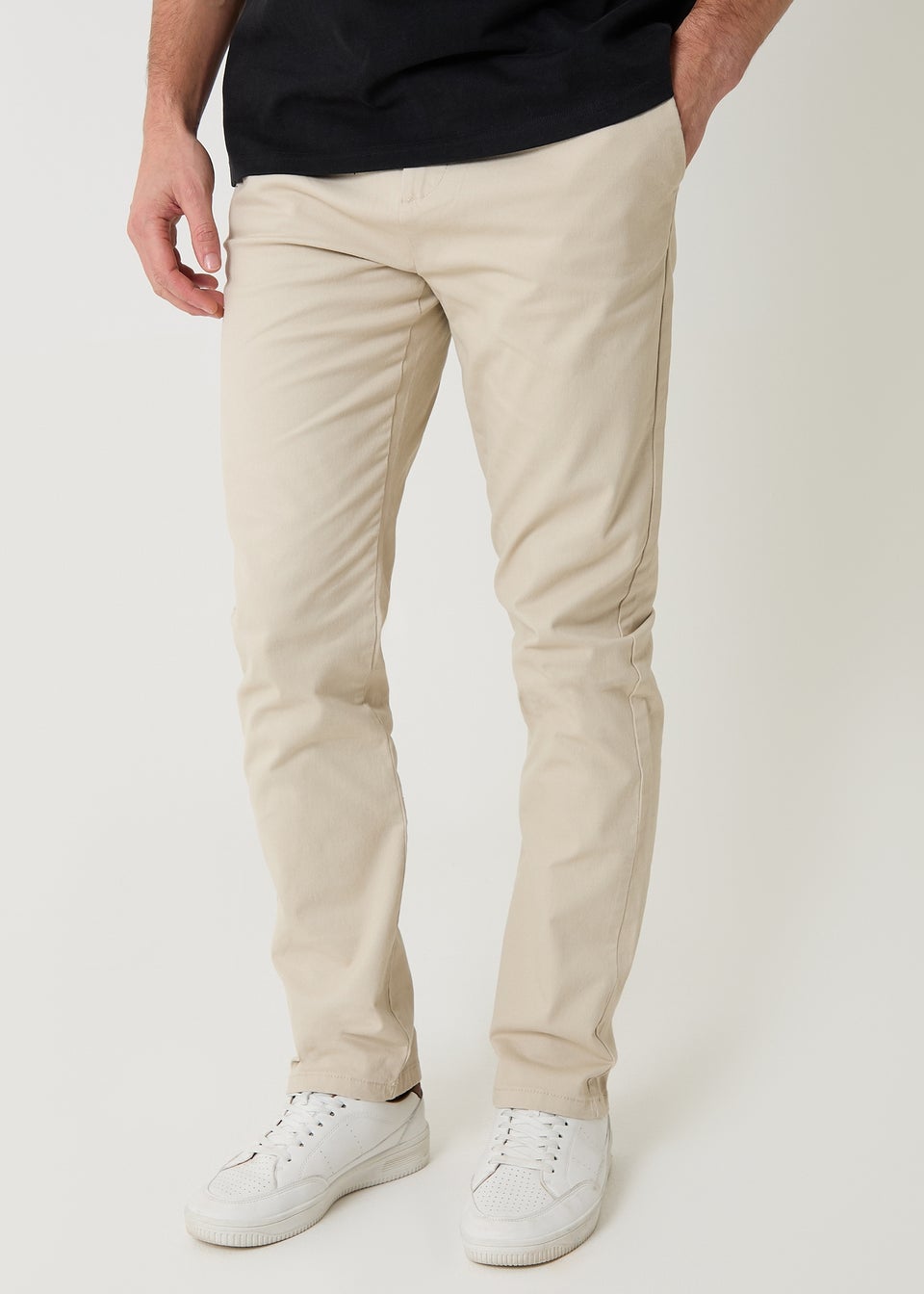 Threadbare Stone Cotton Slim Fit Trousers With Stretch
