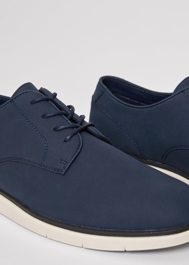 Threadbare Navy Faux Suede Derby Shoes